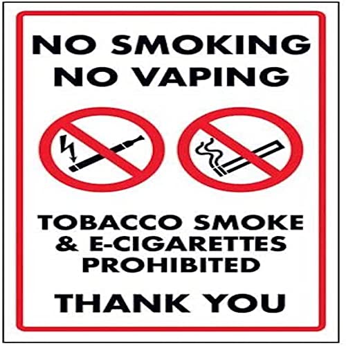 V Safety Cartello Con Scritta "No Smoking No Vaping/Tobacco Smoke & E-Cigarettes" – 200 Mm X 300 Mm – Autoadesivo