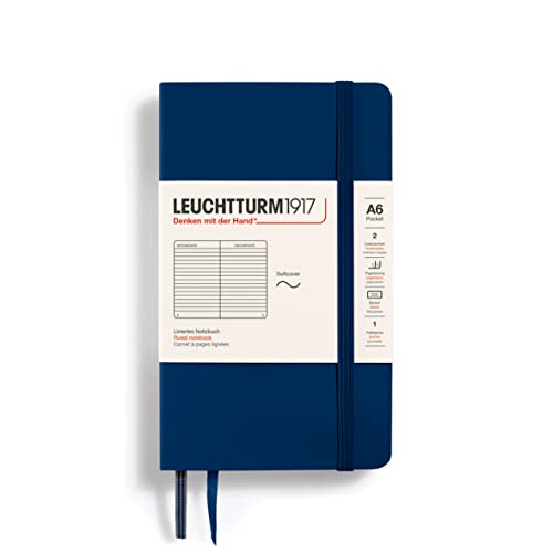 Leuchtturm1917 349303 Taccuini Pocket (A6), Copertina Morbida, 123 Pagine Numerate, Righe, Blue Mare