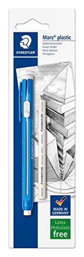 Staedtler Mars Plastic, Portagomma A Penna, Senza Ftalati Né Lattice, Ottime Prestazioni E Lunga Durata, Con Ricarica, 528 50Bkda, Blue