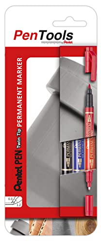 Pentools By Pentel N75W-Pro3Abceu - Pennarello Permanente Twin Tip, Versatile E Inodore, 2 Punte (0,3 Mm 1,2 Mm), 3 Pezzi, Colori Assortiti