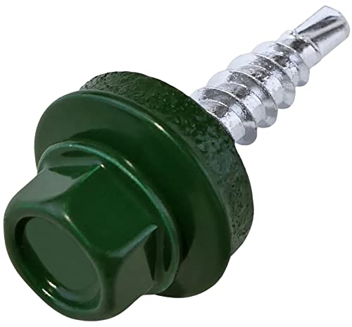 Aerzetix - C57205 - Set Di 50 - Vite Autoperforante Metallo Su Legno Ø4.8X25Mm + Rondella Di Tenuta Epdm - Verniciato In Colore Verde Muschio Ral 6005