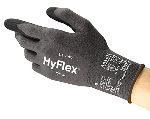 Ansell Hyflex 11-840 Guanti Da Lavoro Professionali, Rivestimento In Nitrile Resistente All'Abrasione, Protezione Professionale Per Usi Industriali E