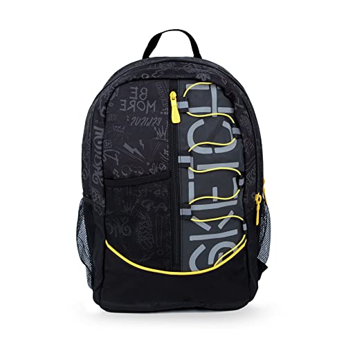 Ne.On! Sketch Zaino 3 Scomparti Chiusura Zip Nero, Zaino Scuola Media Superiore, Spallacci E Schienale Imbottiti Regolabili E Traspirabili, 100% Water
