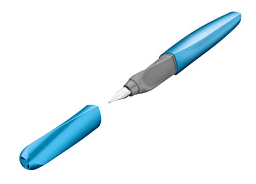 Pelikan Twist Frosted Blu, Penna Stilografica Ergonomica, Per Destrimani E Mancini, Per Scuola E Ufficio, Pennino M In Acciaio Inossidabile, Cartuccia