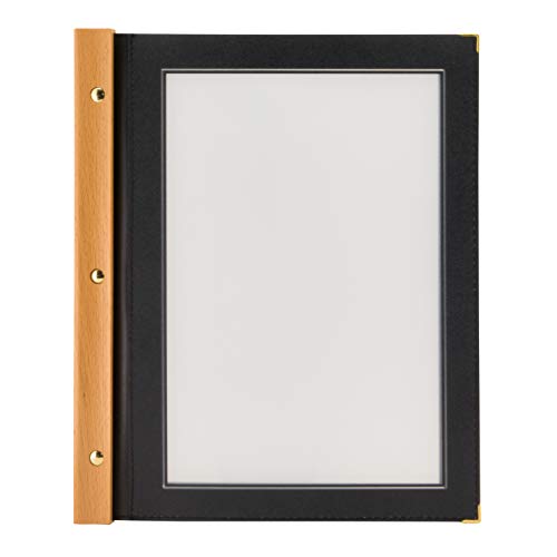 Securit Porta Menù Wood A4 -Struttura In Legno Teak E Bordi Rifiniti Color Nero Con 2 Inserti