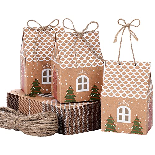 Tsunnee 50 Pezzi Confezioni Regalo Per La Festa Di Natale, Scatole Per Caramelle Di Carta Kraft Di Natale, Sacchetti Per Bomboniere Natalizie, Scatole