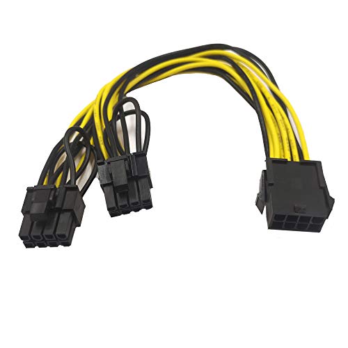 Zkeeshop Cpu 8 Pin Female To Dual 8 Pin (6+2) Male Splitter Power Adapter Cable For Gpu (Cpu To Gpu) 8 Inch (1Pcs)