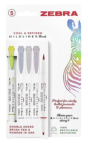 Zebra Pen Mildliner - Penne A Doppia Punta, Pennarelli Per Adulti, Punta A Proiettile E Punta A Pennello Per Stile E Praticità, Penne Colorate Mildlin