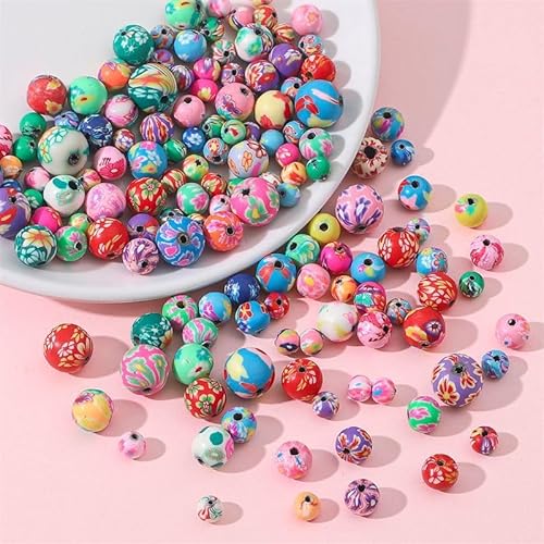 Dahi Perline Argilla Polimerica100 Pezzi Fiore Rotonde Perline Colorate Da Infilare 8Mm Per Per Bracciale 12 X 12 Mm