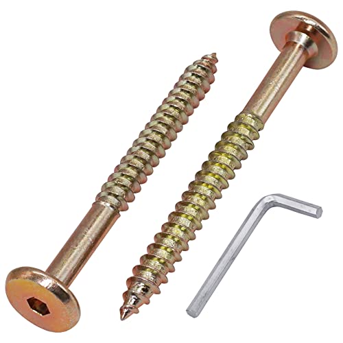 Skir'Co (10 Pezzi) Viti Per Connettori Per Legno Zincate Gialle 6,5 X 80 Mm, Viti Per Connettori Per Mobili, Testa Piatta