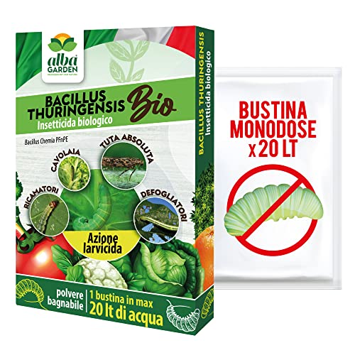 Albagarden - Bacillus Thuringiensis Kurstaki - Insetticida Piante Biologico - Repellente Per Parassiti, Insetti, Larve Dell'Orto E Giardino, Polvere X
