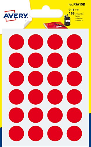 Avery Italia Psa15R Etichette Adesive Rotonde, A6, Rosso