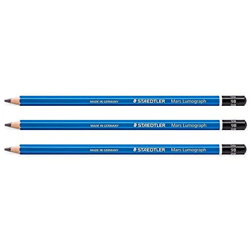 Staedtler – Set Di 3 Matite Carta Mars Lumograph 100 Mina 2 Mm Blu 9B