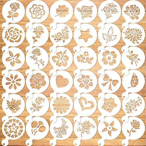 Qpout 36Pack Stencil Per Biscotti Modelli Per Torte Stencil Modelli Di Disegni Articoli Di Giornale Pittura In Plastica Strumenti Per Stampi Floreali