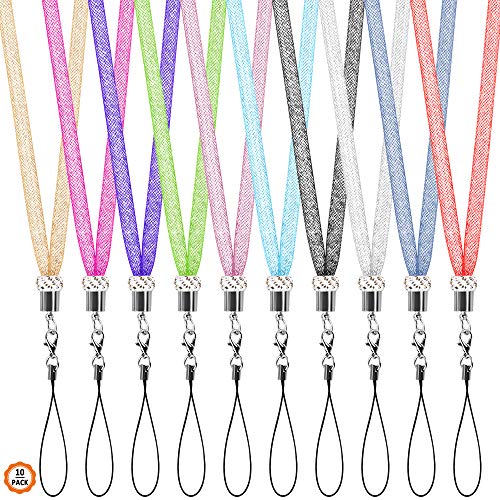 Dadabig 10 Pezzi Cordino Per Cellulare Con Strass Cordino In Cristallo Di Nylon Cordino Per Cellulare Da Collo Per Cellulare Porta Badge Chiavi Carta