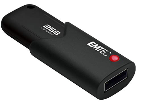 Emtec Unità Flash Usb 3.0 (3.2) Click Secure B120, Memoria Flash Drive Da 256 Gb, Archiviazione Esterna, Lettura 100 Mb/S, Scrittura 20 Mb/S, Con Soft
