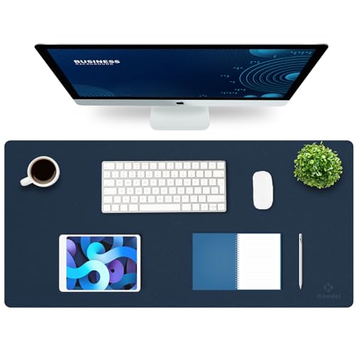 Knodel Tappetino Scrivania, Sottomano Scrivania, 90Cm X 43Cm In Similpelle Pu, Tappetino Per Laptop, Copri Scrivania, Doppia Facciata (Blu Scuro)