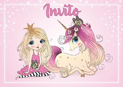 Edition Colibri 10 Inviti Per Festa Di Compleanno; Motivo: Principessa Con Unicorno/Inviti Di Compleanno Per Bambini/In Italiano (11127 It)