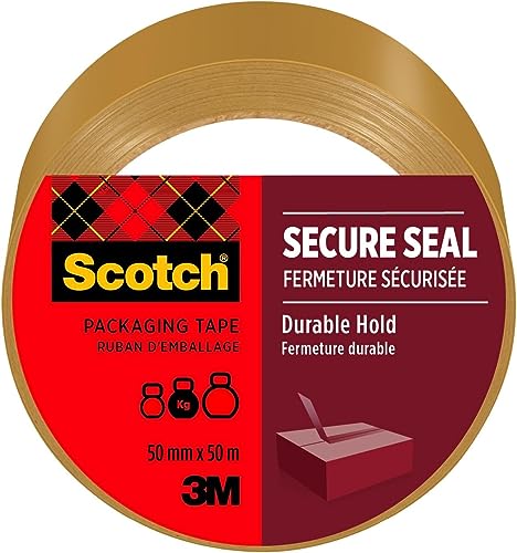 Scotch Nastro Da Imballo Secure Seal Per Sigillatura Sicura, Avana, 50 Mm X 50 M, 1 Rotolo/Confezione - Nastro Adesivo Di Qualità Per Chiudere Scatole