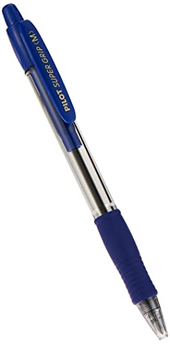 Pilot Super Grip Penna A Sfera A Scatto Ricaricabile Con Grip In Gomma, Punta Media 1 Mm, Blu