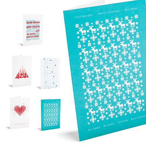 Unicef - Pacchetto Di 10 Cartoline Di Natale,Red Teal