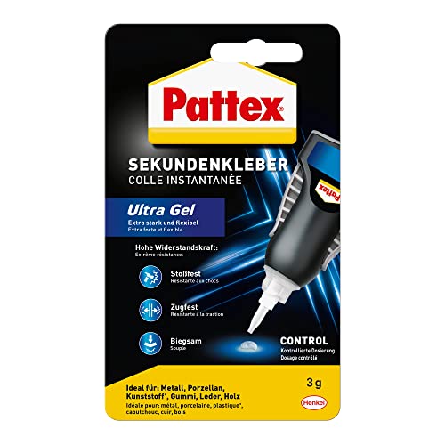 Colla Istantanea Pattex Ultra Gel Matic, Adesivo Estremamente Potente E Flessibile, 3 G Di Colla Multiuso Resistente Agli Urti E All'Acqua Per Carta,