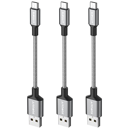 Sunguy Cavo Micro Usb, [15Cm 3 Pezzi] Cavo Di Ricarica Micro Usb In Nylon Cavo Di Ricarica Rapida Per Android Huawei P9 Lite/P8/P7/Mate 10/9 Lite/Mate