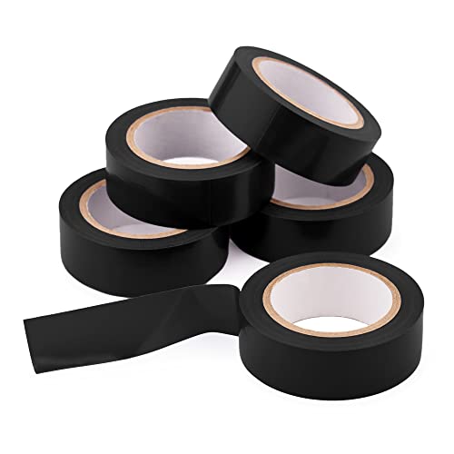 Mivos 5 Pezzi Nasto Isolante Nero In Pvc Per Isolamento Elettrico/Nastro Adesivo Isolante Elettrico 19 Mm X 10 M/Nasto Sigillante Impermeabile Per Pro