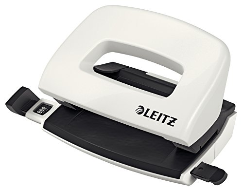 Leitz Mini Perforatore, Capacità Fino A 10 Fogli, Barra Di Selezione Del Formato, Metallo, Gamma Wow, Box, 50601001, Bianco
