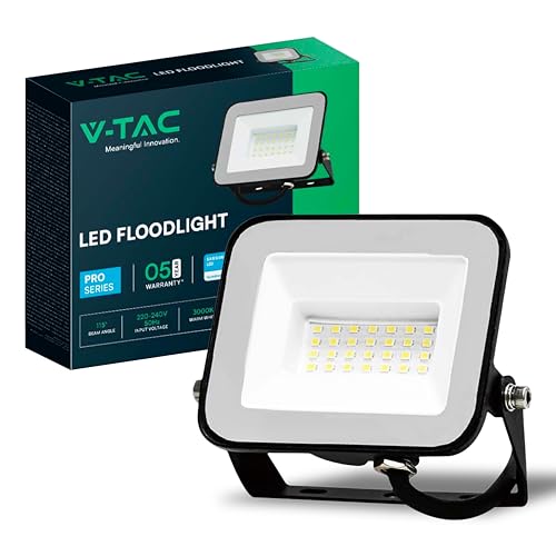 V-Tac Faro Led Da Esterno 30W - [Chip Samsung] - 2505 Lumen - Ip65 - Proiettore Faretto Led Esterno Colore Nero Per Casa, Giardino, Garage - Impermeab