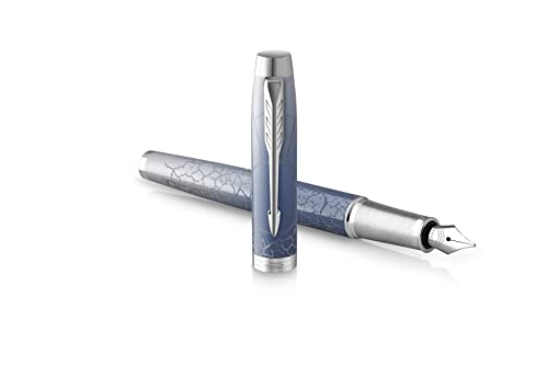Parker Im Premium Polar, Fountain Pen, Grey Gradient, Chrome Trims, Fine Nib, Blue Ink Cartridge, Giftbox