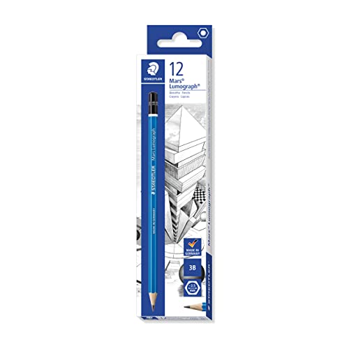 Staedtler Mars Lumograph Matita In Grafite Da Disegno Scatola Da 12 Pezzi, Blu, 3B