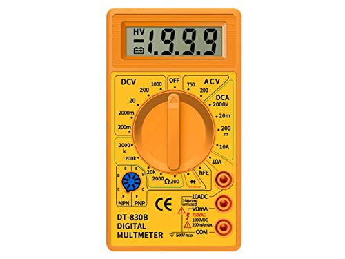 Mini Multimetro Digitale, Tester Universale Tascabile, Voltmetro Amperometro Ohm Tester Dt830B (120X68X22Mm)
