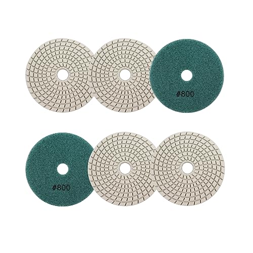Diamantato Tamponi Di Lucidatura Bagnato - 100Mm 6Pezzi Grana 800 Dischi Per Lucidatura Per Granito Marmo Pietra Artificiale Quarzo Per Smerigliatrice