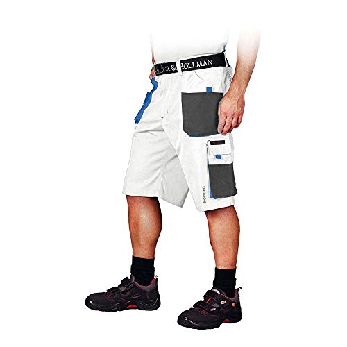 Leber&Hollman Lh-Fmn-Ts_Wsnl - Pantaloni Protettivi, Corti, Colore: Bianco/Grigio/Blu, Taglia L