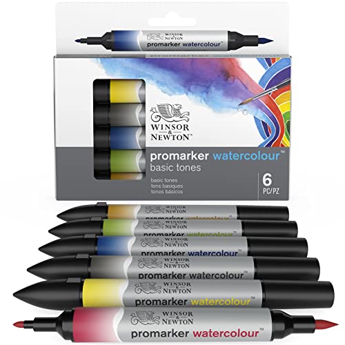 Winsor & Newton Promarker Watercolour – Tonalità Di Base - Set Di 6 Pennarelli