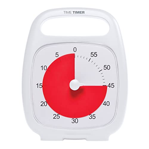 Time Timer Plus Timer Analogico Visivo Di 60 Minuti (Bianco) Avviso Opzionale (Quadrante Di Controllo Del Volume) Nessun Ticchettio Rumoroso; Strument
