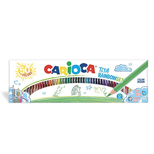 Carioca Tita Rainbow Set, 50 Matite Colorate, Set Di Matite In Resina Esagonali, Pastelli Per Bambini E Adulti, Ideali Per Disegnare E Colorare, Scrit