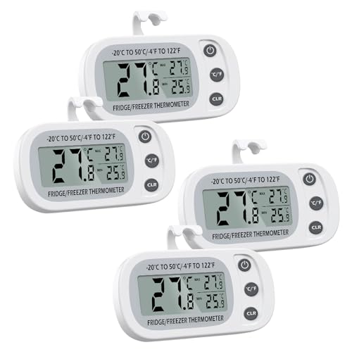 Termometro Digitale Del Frigorifero,Termometro Digitale Impermeabile Con Gancio, Display Lcd Facile Da Leggere,Funzione Di Registrazione Massima/Minim