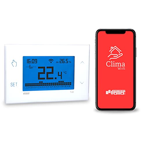 Vemer Ve772000 Tuo Wi-Fi - Cronotermostato Wi-Fi Settimanale Da Parete Controllabile Da Smartphone Con App Ios E Android, Compatibile Con Google Home