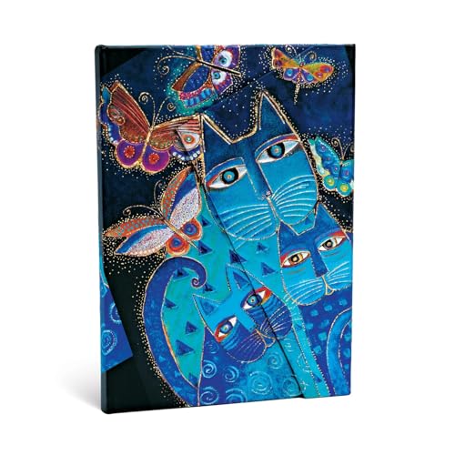 Paperblanks Pb3978, Diari A Copertina Rigida Gatti Blu E Farfalle, Righe, Midi (130 × 180 Mm)