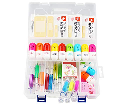 6 Penne Evidenziatore A Siringa, 4 Penne A Siringa, 12 Penne A Capsula, 3 Note Adesive Con Cerotto, 1 Scatola Di Ricezione In Plastica E 2 Nastri Wash