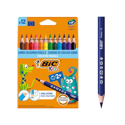 Bic 8297356 Kids Evolution Triangle Pastelli, 10.2 Mm, Confezione Da 12