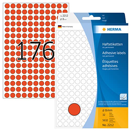 Herma Multi-Purpose Labels Ø 8Mm Red 5632 Pcs.