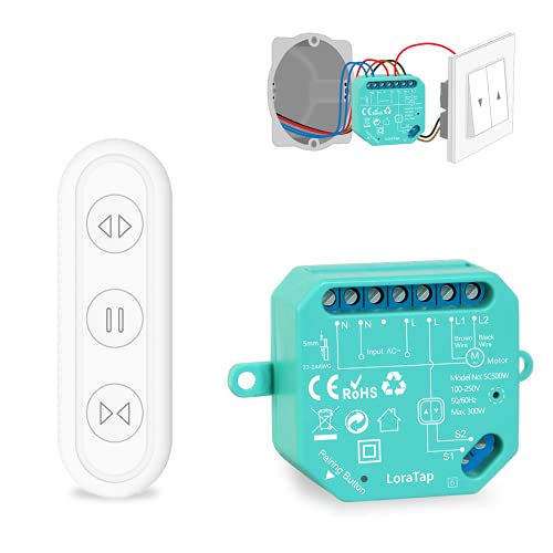 Loratap Interruttore Tapparelle Rf, Telecomando Per Tapparelle Elettriche Funziona In Parallelo Con Interruttore Per Tenda Originale, Modulo Comando W