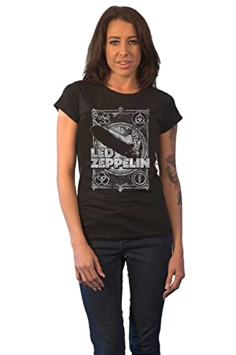 Led Zeppelin Lzts17Lb02 T-Shirt, Black, Medium Donna