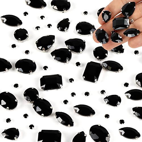 186 Pezzi Pietre Da Cucire,Pietre Decorative Cucito,Strass Da Cucire,Strass Di Vetro,Cristalli Colorati,Applicazioni Per Tessuti Strass, Strass Neri F