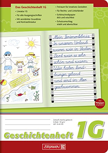 Brunnen 1045991 - Quaderno Di Racconti, Classe 2 (A5, 16 Fogli, Rigatura 1G) Verticale