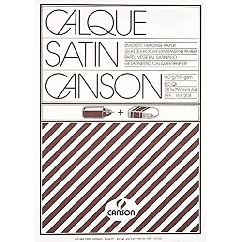 Canson Blocco Carta Per Disegno Tecnico, Superficie Satinata, A4, 50 Fogli 9095 Grammi