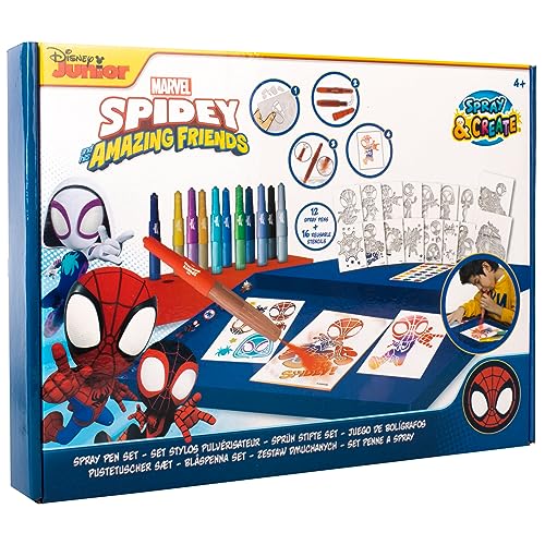 Disney - Marvel - Spidey And His Amazing Friends - Spray Pen Set - Colouring Pens For Children - Colouring Set With Colouring Pencils And Colouring Pa